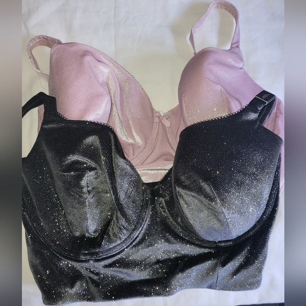 Victoria's Secret Black and Pink Glitter Bra